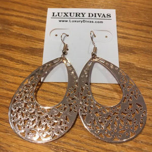 Luxury Divas COPPER FILIGREE TEARDROP EARRINGS